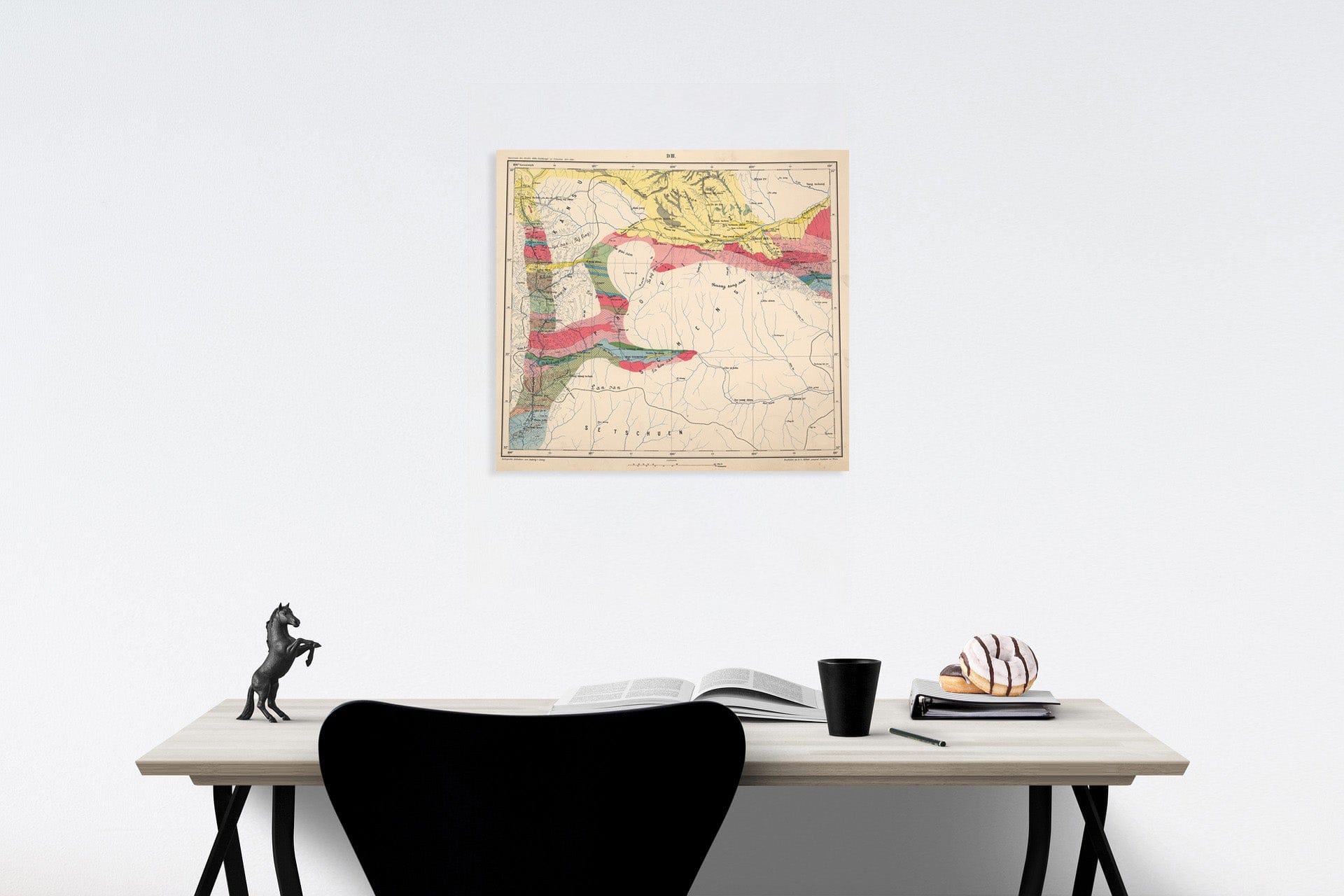 Historic Map : D.III. Geological map. Provinz Schens, 1884, Vintage Wall Decor
