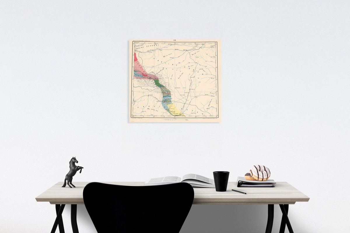 Historic Map : E.III. Geological map. Provinz Honan. Provinz Hupeh, 1884, Vintage Wall Decor
