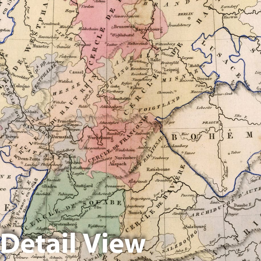 Historic Map : Allemagne : Divisee en ten Cercles. Pendant les 16e. 17e. et 18e. Siecles, Hipte and Rousset, 1841, Vintage Wall Decor