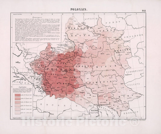 Historic Map : Polonais, 1863, Vintage Wall Decor
