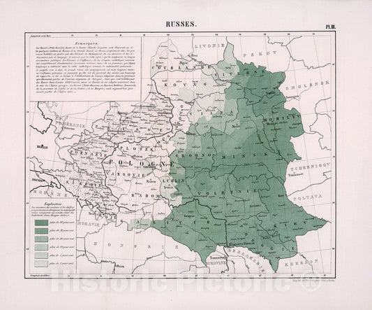 Historic Map : Russes, 1863, Vintage Wall Decor