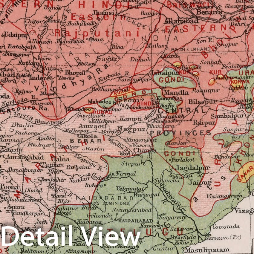 Historic Map : India languages. Plate 10, 1893, Vintage Wall Decor