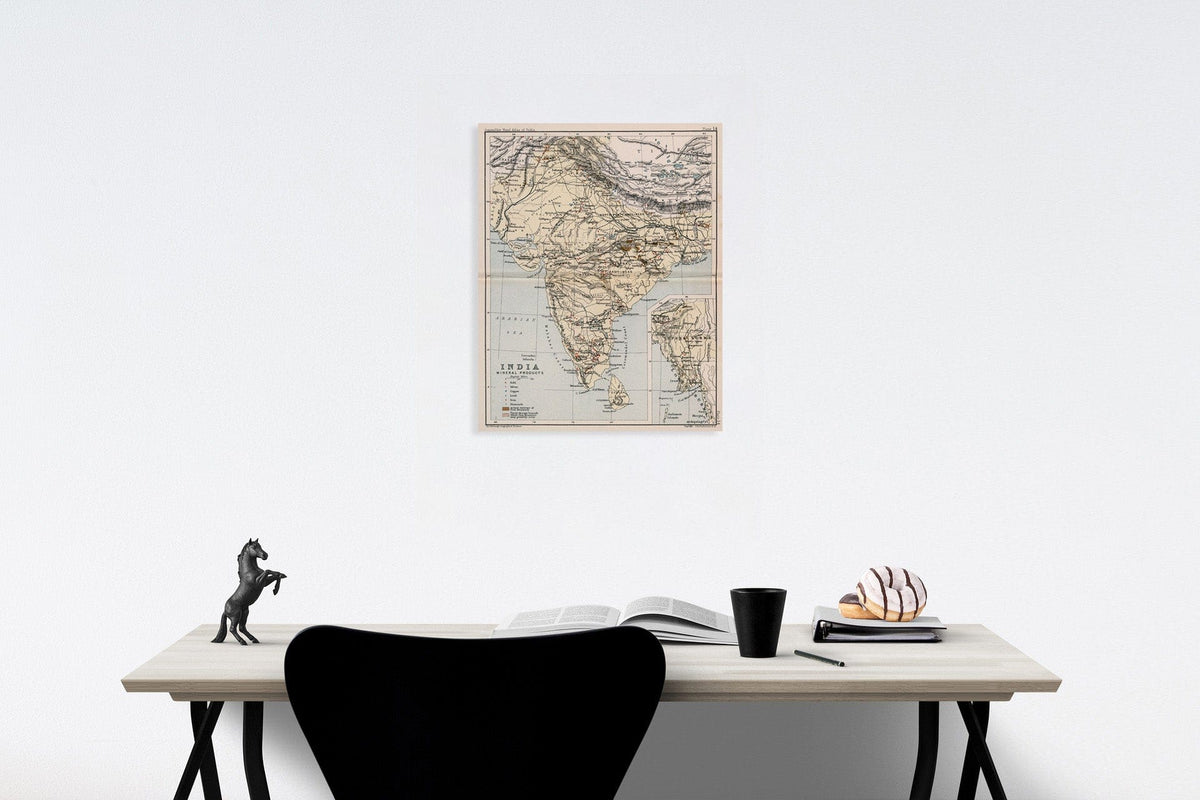 Historic Map : India : Mineral products. Plate 14, 1893, Vintage Wall Decor