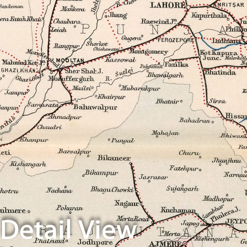 Historic Map : India : Railways, telegraphs, and navigable canals: Section I. Plate 18, 1893, Vintage Wall Decor