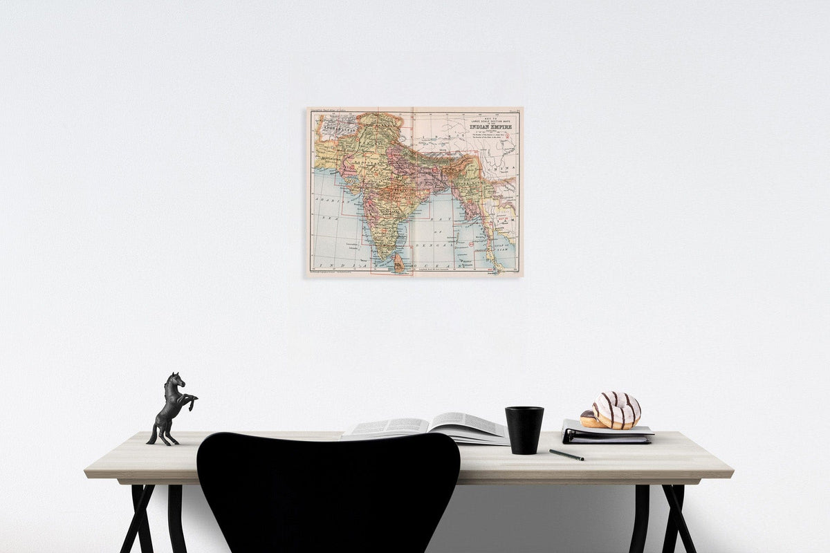 Historic Map : Key to large scale section maps of the Indian Empire, 1893, Vintage Wall Decor