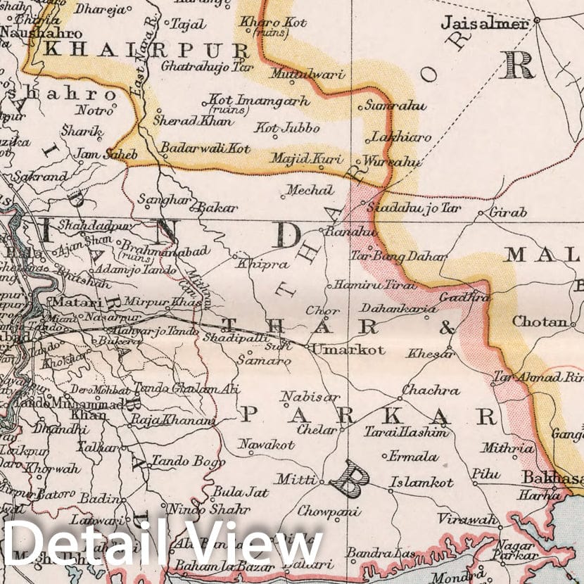 Historic Map : Section V. Sin and Rajputana. Plate 26, 1893, Vintage Wall Decor