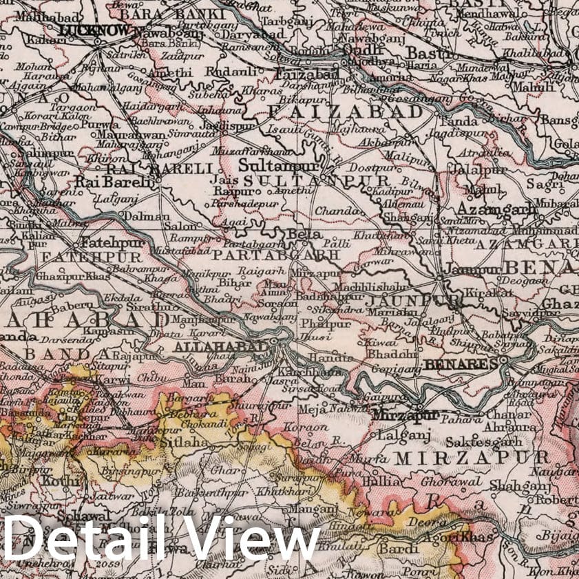 Historic Map : Section VII. North-West provinces, Oudh. Plate 28, 1893, Vintage Wall Decor