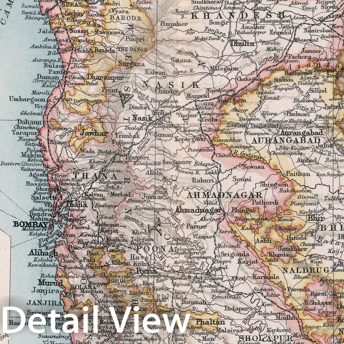 Historic Map : Section X. Bombay, Berar. Plate 31, 1893, Vintage Wall Decor