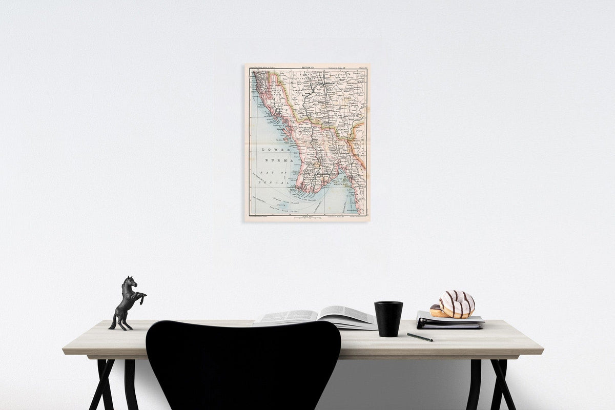 Historic Map : Section XII. Lower Burma. Plate 33, 1893, Vintage Wall Decor
