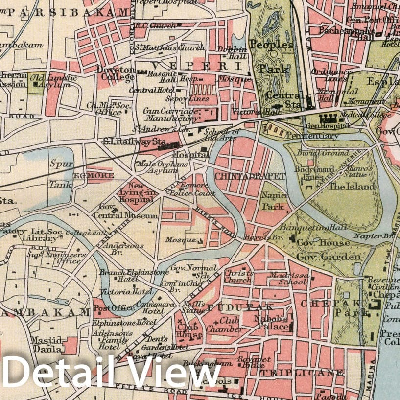 Historic Map : Madras and environs. Plate 41, 1893, Vintage Wall Decor