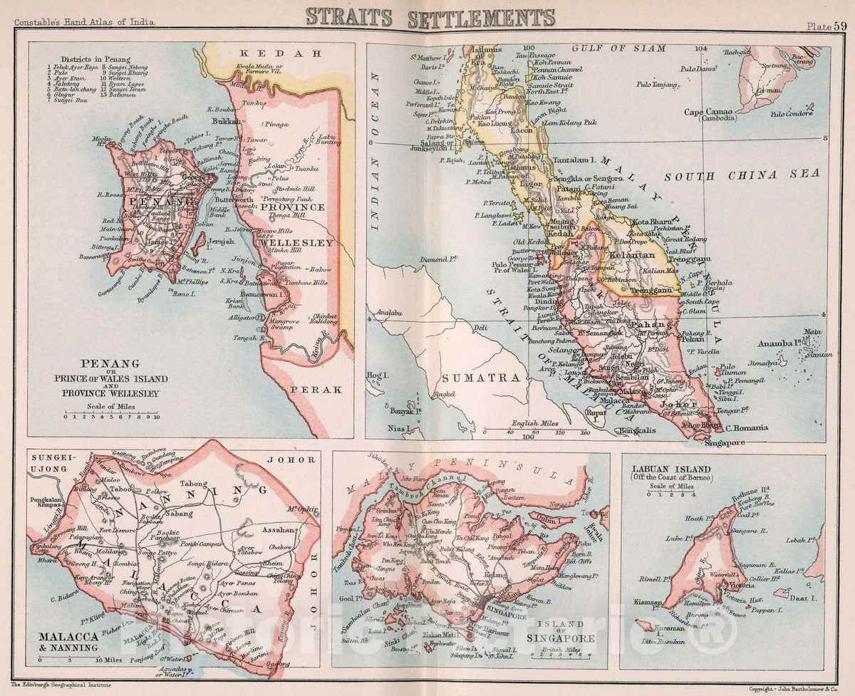 Historic Map : Straits settlements. Plate 59, 1893, Vintage Wall Decor