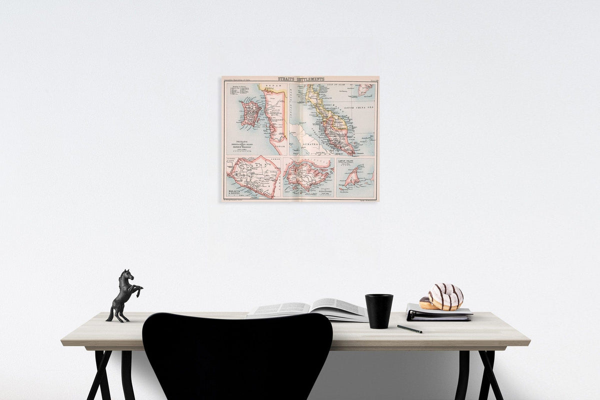 Historic Map : Straits settlements. Plate 59, 1893, Vintage Wall Decor