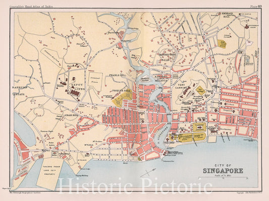 Historic Map : City of Singapore. Plate 60, 1893, Vintage Wall Decor