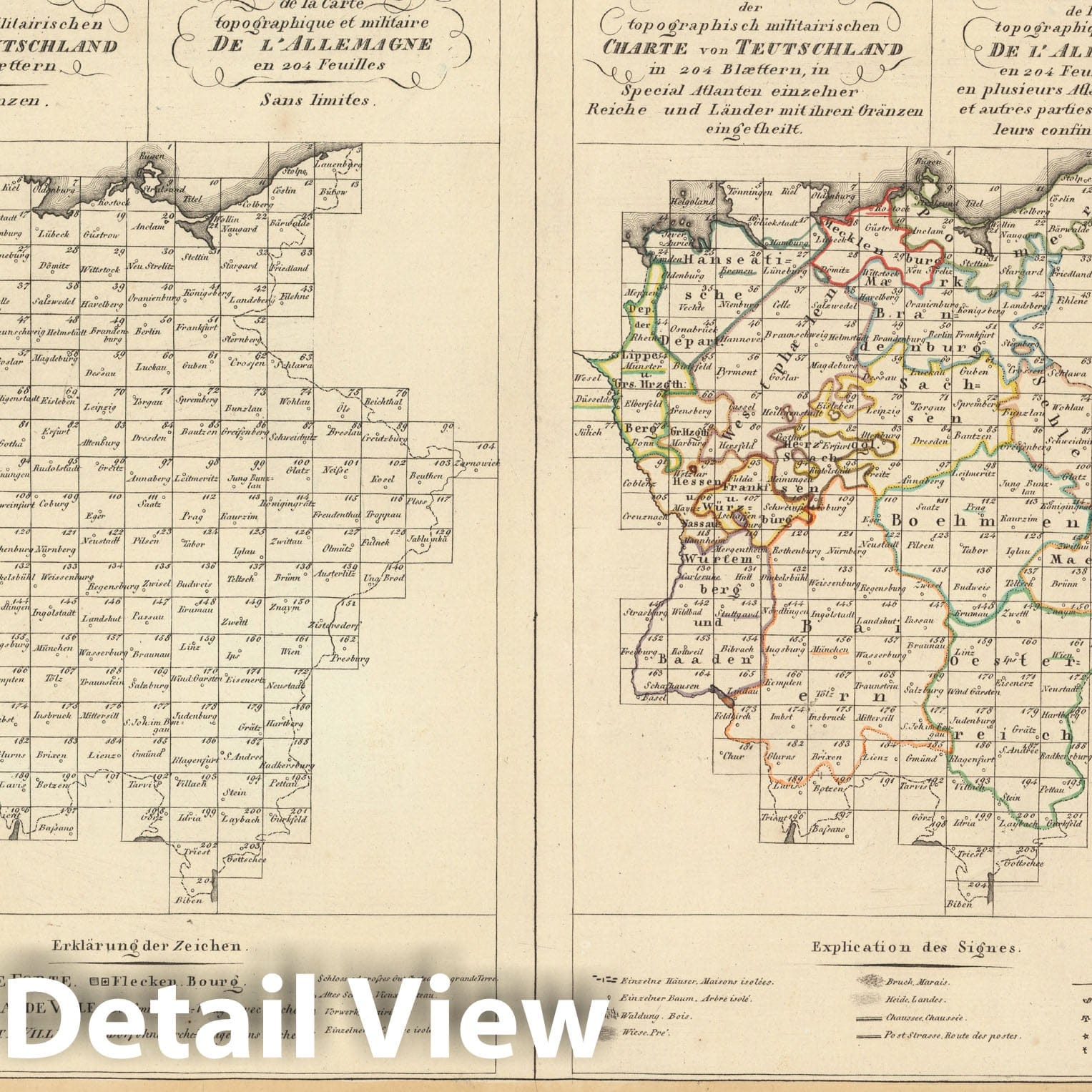 Historic Map : Index Page: Topographisch-militairische Charte von Teutschland, 1813, v1, Vintage Wall Decor