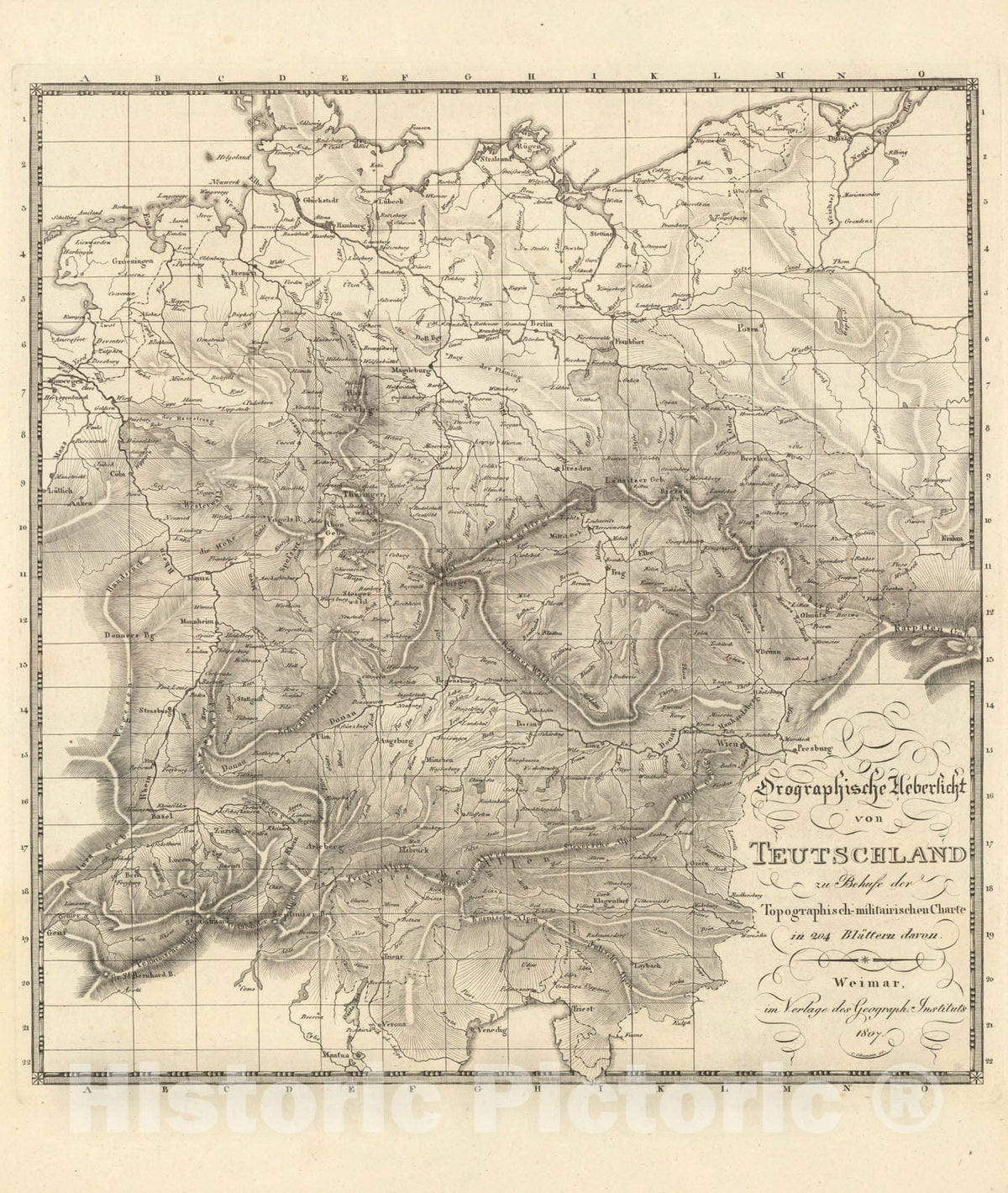 Historic Map : Index Page: Topographisch-militairische Charte von Teutschland, 1813, v2, Vintage Wall Decor