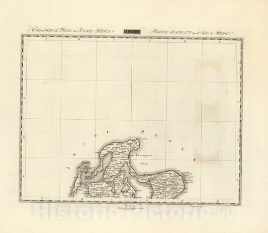 Historic Map : Sect. 1. Nordlicher Theil der Insel Rugen = Partie Septentr. de L'Ile de Rugen, 1813, Vintage Wall Decor