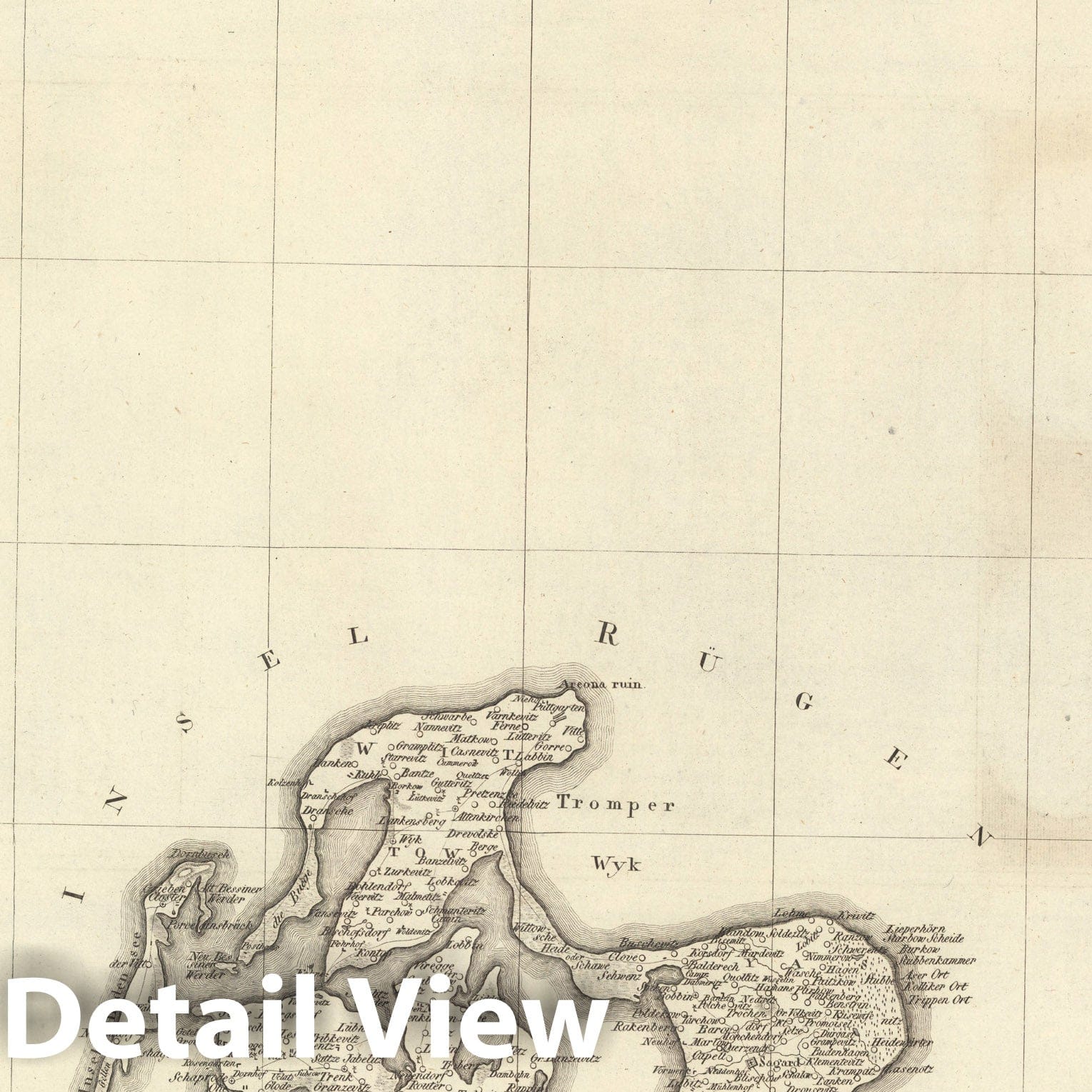 Historic Map : Sect. 1. Nordlicher Theil der Insel Rugen = Partie Septentr. de L'Ile de Rugen, 1813, Vintage Wall Decor