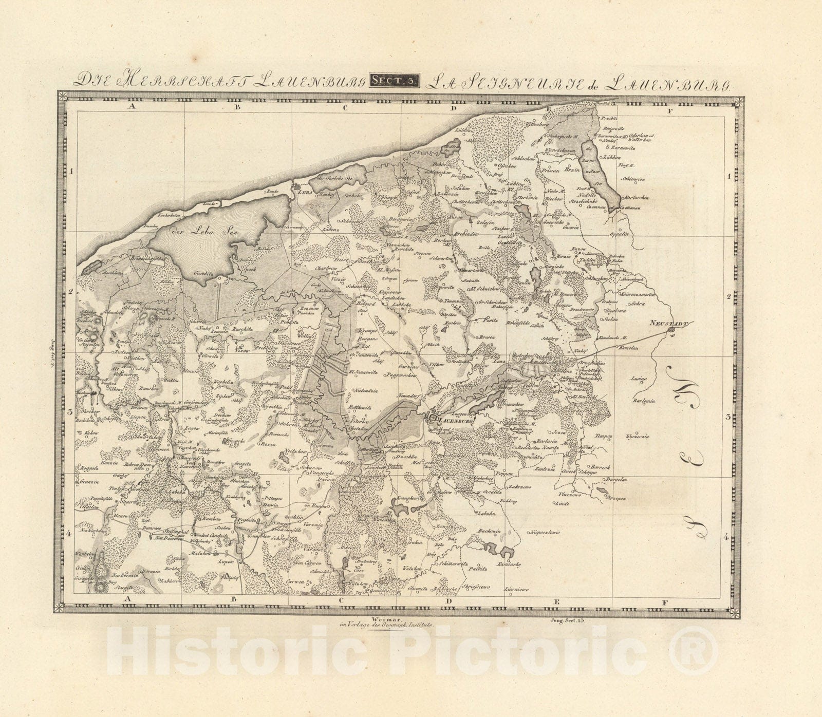 Historic Map : Sect. 3. Die Herrschaft Lauenburg = La Seigneurie de Lauenburg, 1813, Vintage Wall Decor