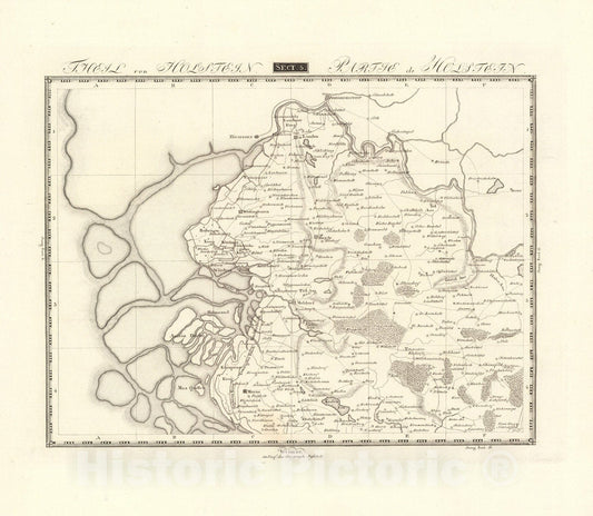 Historic Map : Sect. 5. Theil von Holstein. = Partie de Holstein, 1813, Vintage Wall Decor