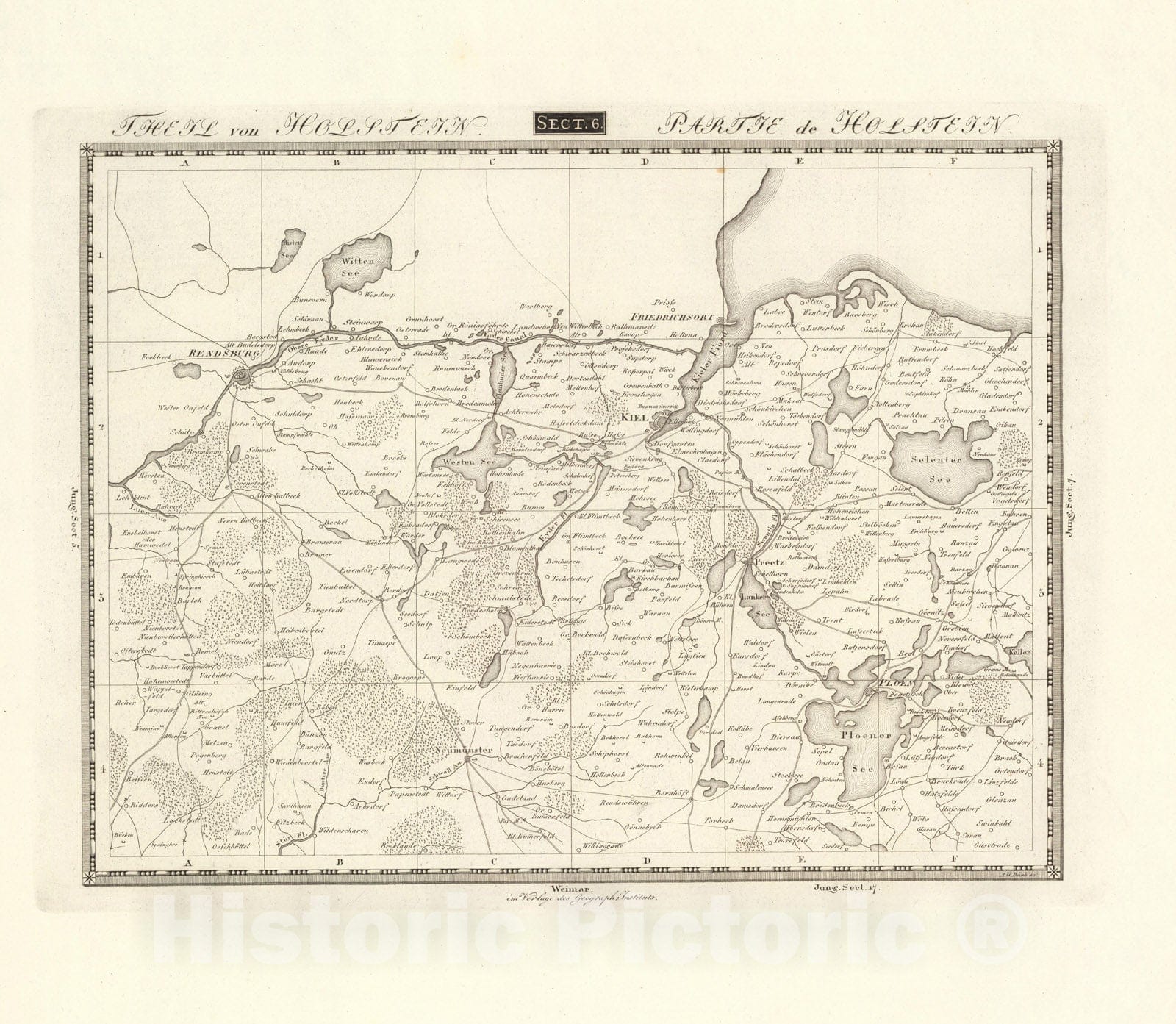 Historic Map : Sect. 6. Theil von Holstein. = Partie de Holstein, 1813, Vintage Wall Decor