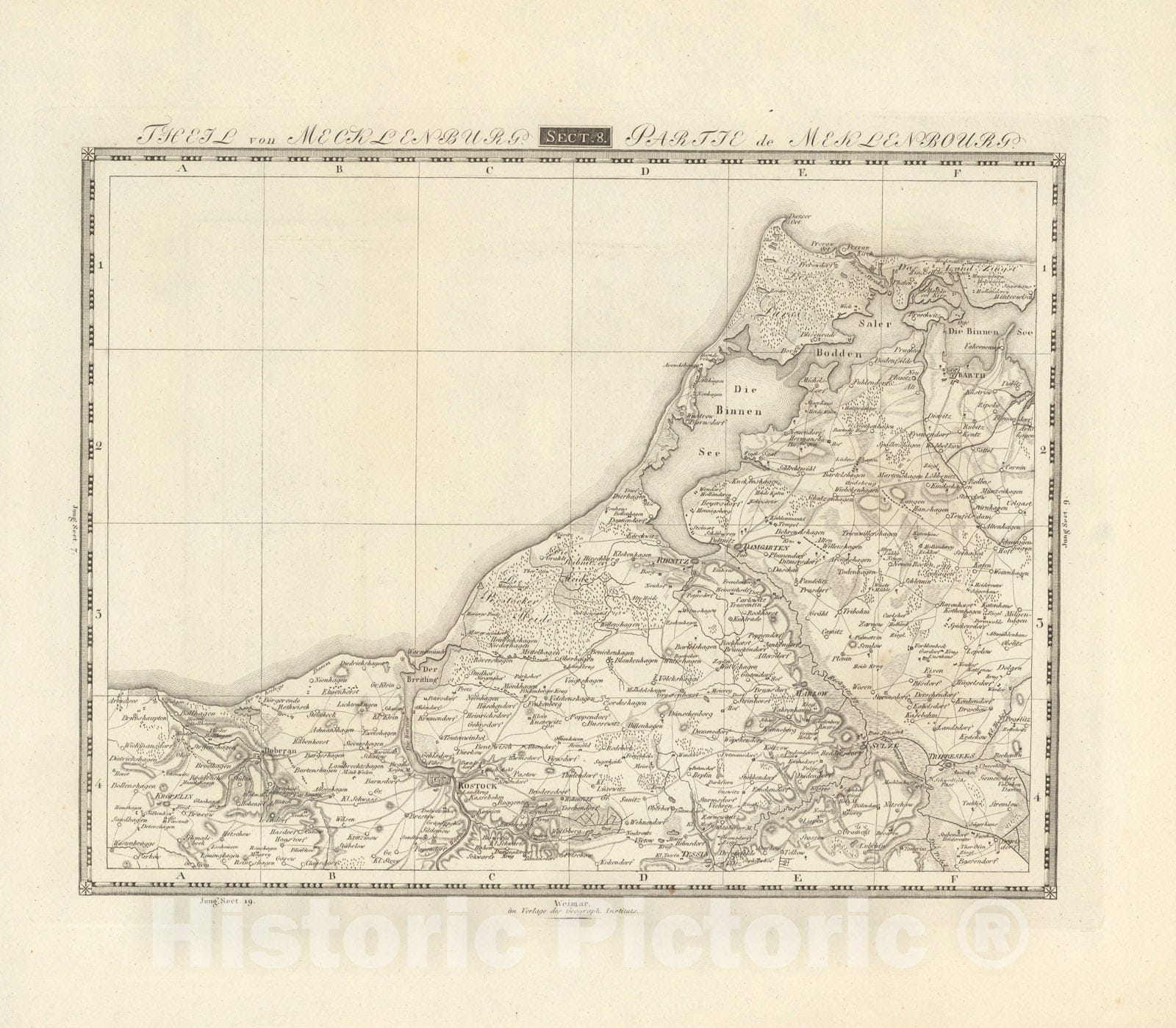 Historic Map : Sect. 8. Theil von Mecklenburg = Partie de Mecklenbourg, 1813, Vintage Wall Decor
