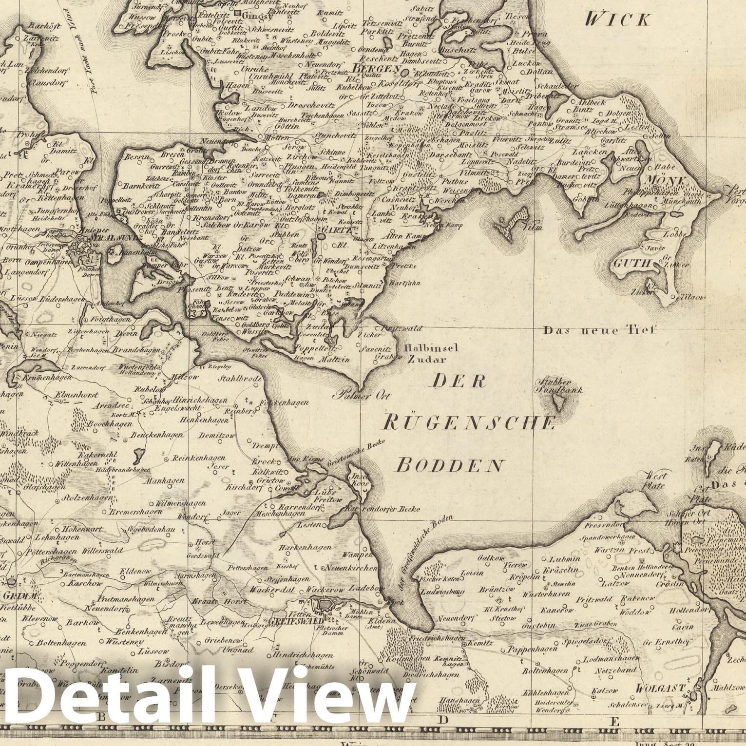 Historic Map : Sect. 9. Theil von Rugen und Pommern = Partie de Rugen et de la Pomeranie, 1813, Vintage Wall Decor