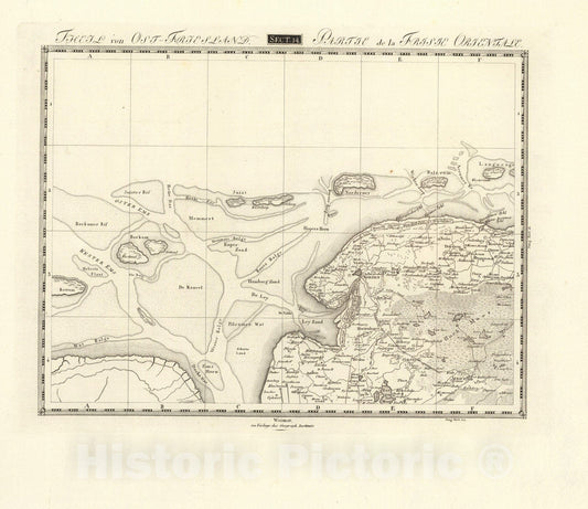 Historic Map : Sect. 14. Theil von Ost-Friesland = Partie d'Ost-Frise, 1813, Vintage Wall Decor