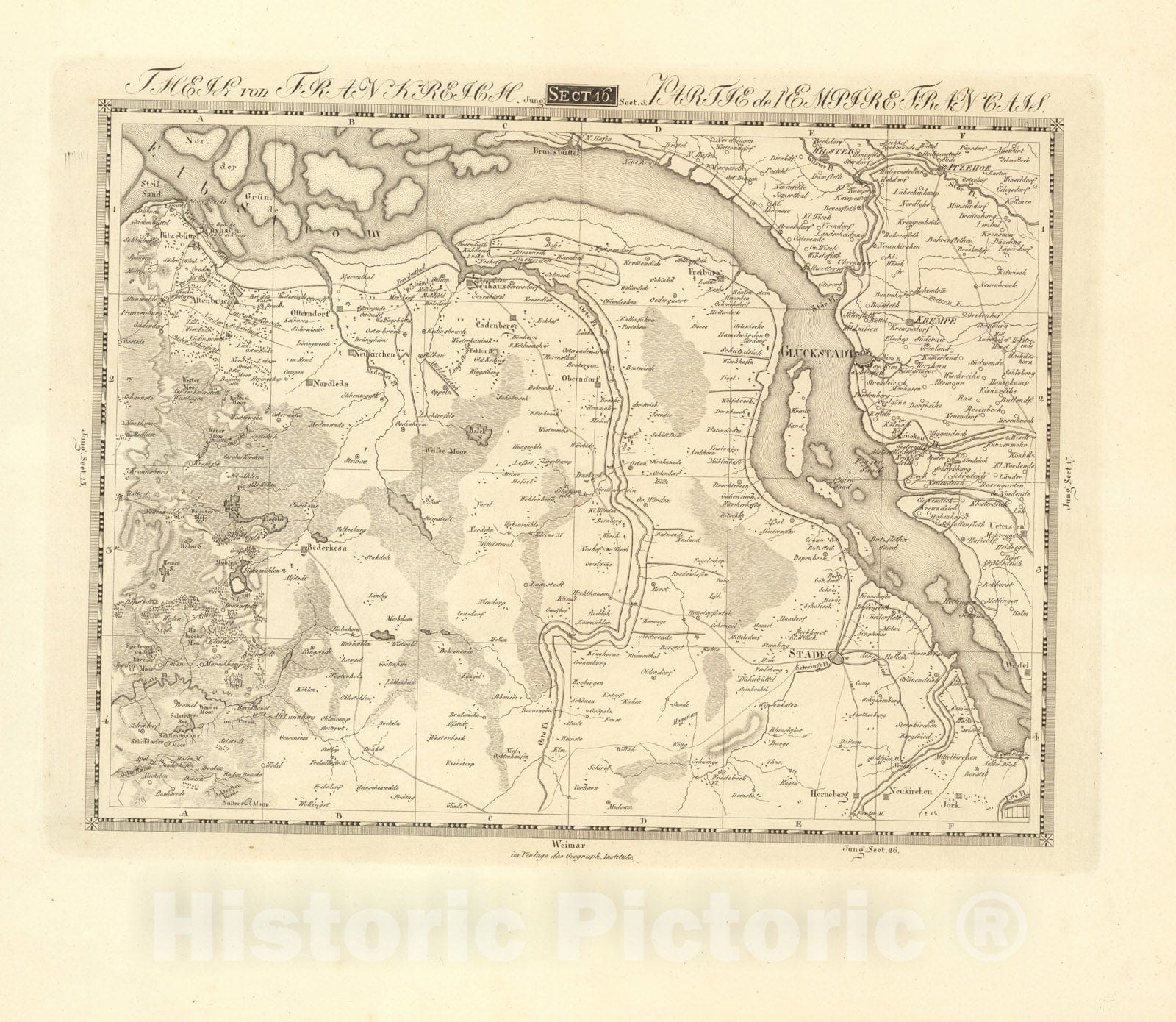 Historic Map : Sect. 16. Theil von Frankreich = Partie de l'Empire Francaise, 1813, Vintage Wall Decor