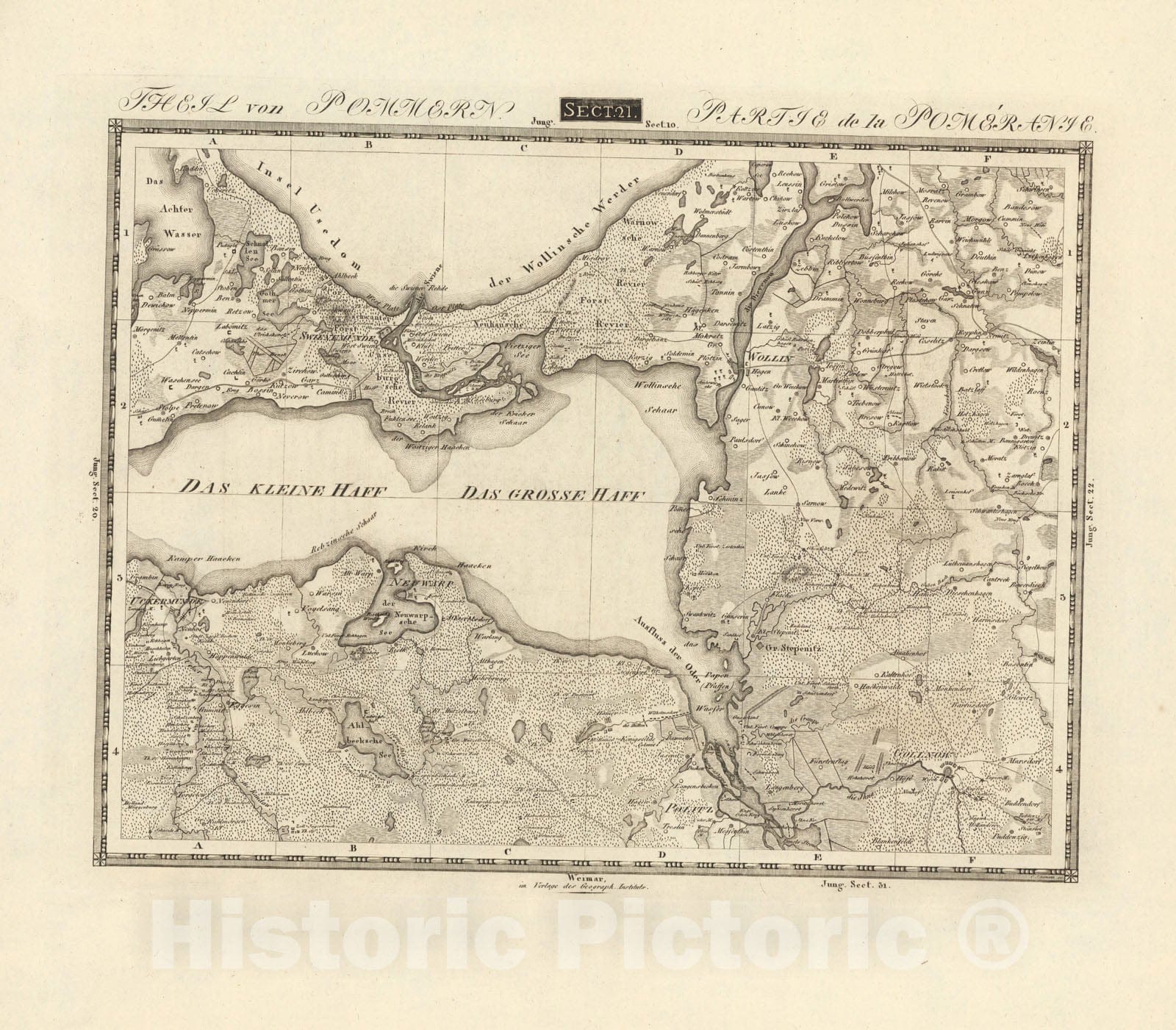 Historic Map : Sect. 21. Theil von Pommern = Partie de la Pomeranie, 1813, Vintage Wall Decor