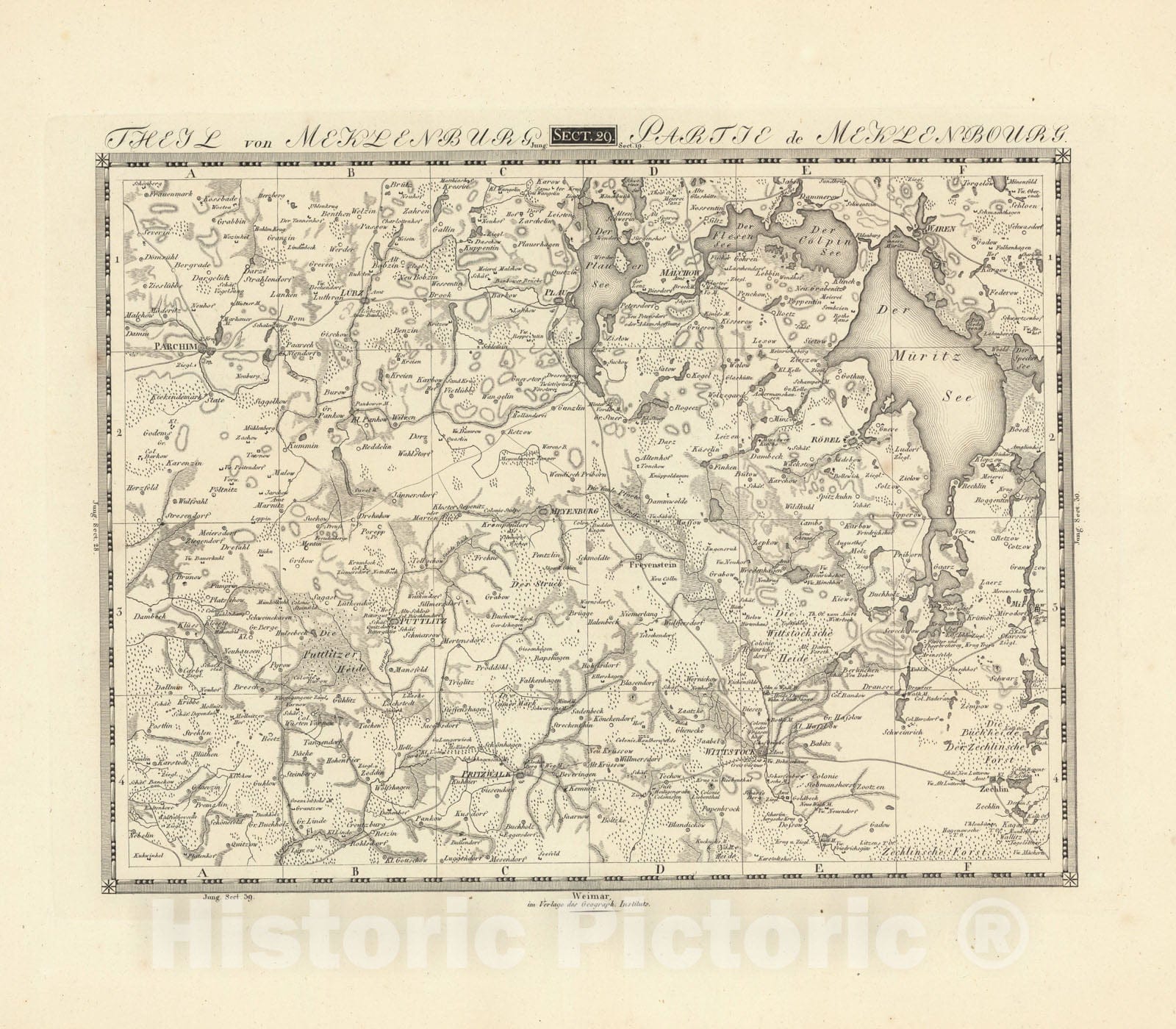 Historic Map : Sect. 29. Theil von Meklenburg. = Partie de Meklenbourg, 1813, Vintage Wall Decor