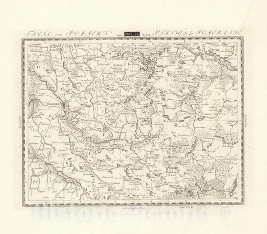 Historic Map : Sect. 32. Theil von Pommern = Partie de la Pomeranie, 1813, Vintage Wall Decor