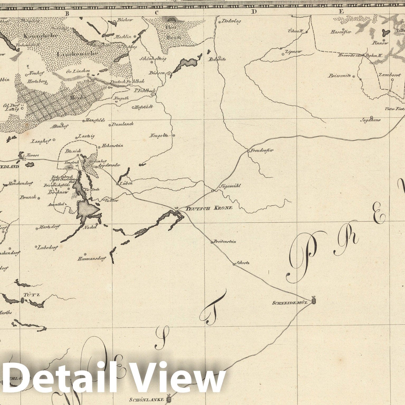 Historic Map : Sect. 33. Theil der Neu-Mark = Partie de la Nouvelle-Marche, 1813, Vintage Wall Decor