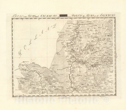 Historic Map : Sect. 34. Theil von Berg und Aremberg = Partie de Berg et d'Aremberg, 1813, Vintage Wall Decor