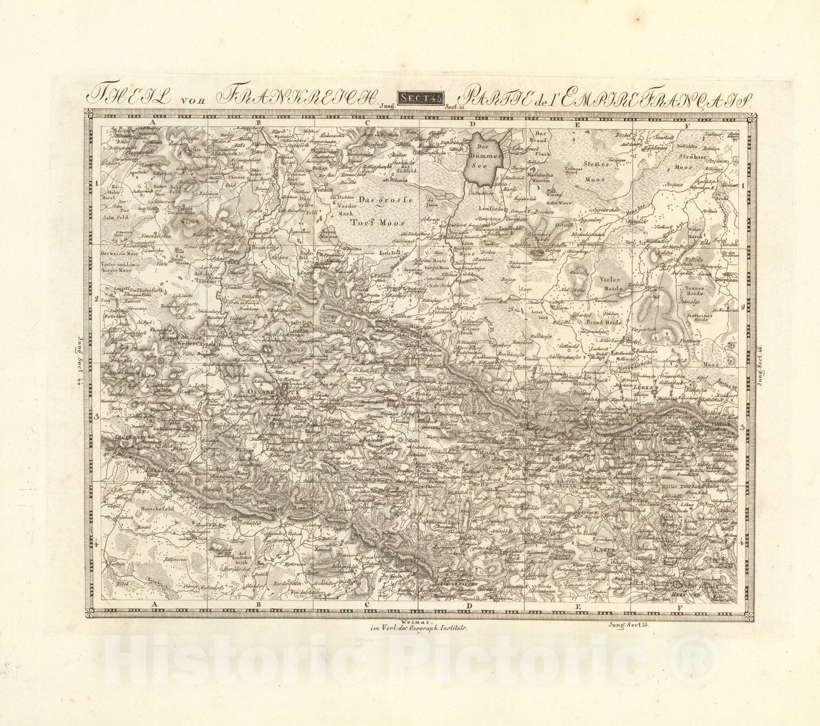 Historic Map : Sect. 45. Theil von Frankreich = Partie de l'Empire Francaise, 1813, Vintage Wall Decor
