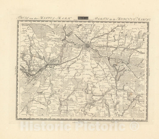 Historic Map : Sect. 50. Theil von der Mittel-Mark = Partie de la Moyenne Marche, 1813, Vintage Wall Decor