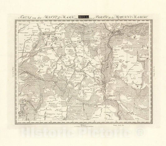 Historic Map : Sect. 51. Theil von der Mittel-Mark = Partie de la Moyenne Marche, 1813, Vintage Wall Decor