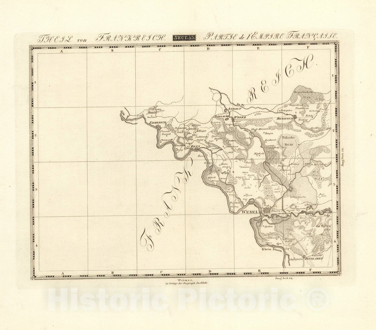 Historic Map : Sect. 53. Theil von Frankreich = Partie de l'Empire Francaise, 1813, Vintage Wall Decor