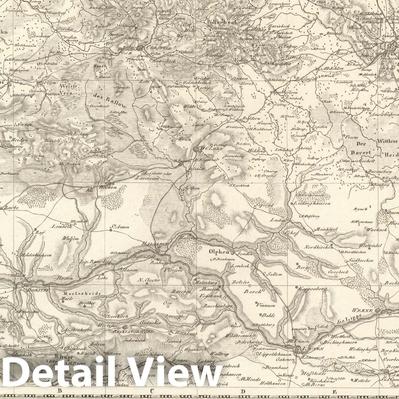 Historic Map : Sect. 54. Theil von Berg. = Partie de Berg, 1813, Vintage Wall Decor