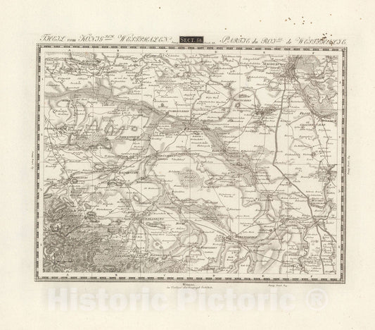 Historic Map : Sect. 58. Theil vom Konigrch. Westphalen = Partie du Royme. de Westphalie, 1813, Vintage Wall Decor