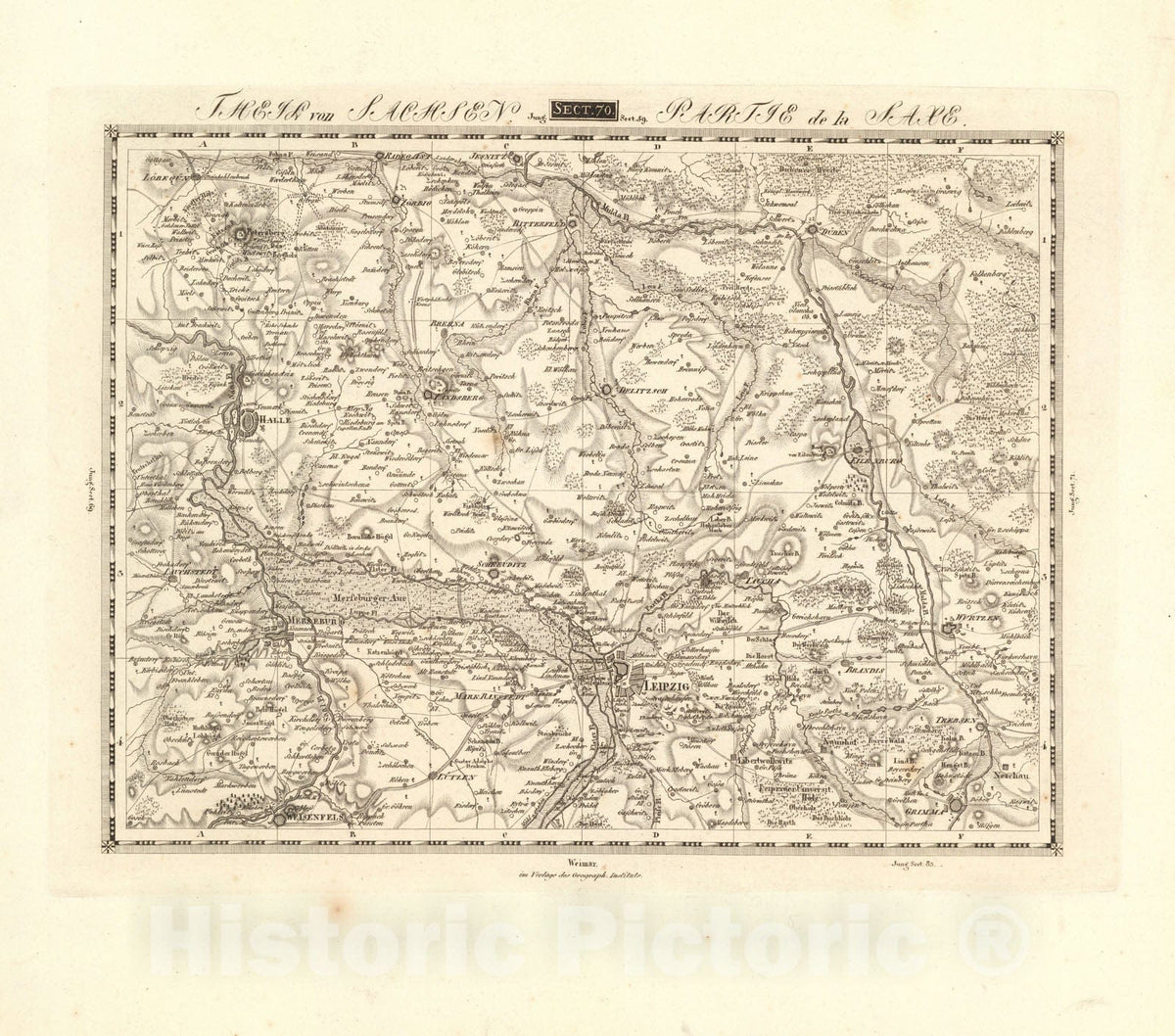 Historic Map : Sect. 70. Theil von Sachsen. = Partie de la Saxe, 1813, Vintage Wall Decor