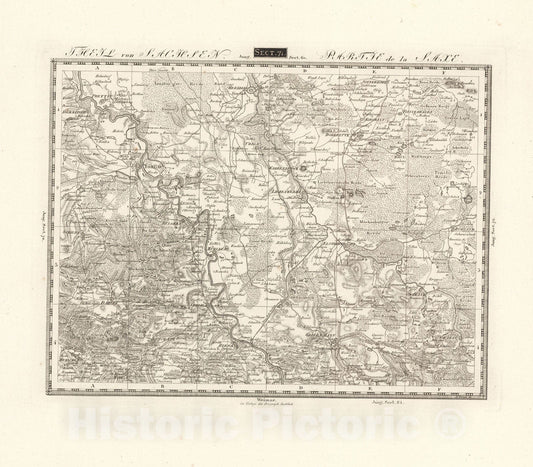 Historic Map : Sect. 71. Theil von Sachsen. = Partie de la Saxe, 1813, Vintage Wall Decor