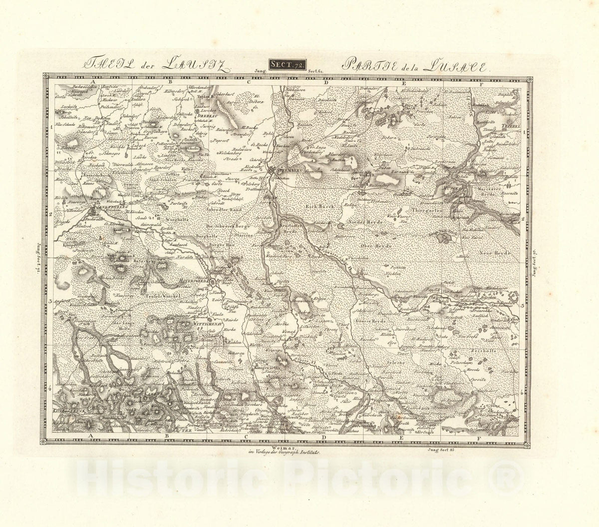Historic Map : Sect. 72. Theil der Lausitz. = Partie de la Lusace, 1813, Vintage Wall Decor