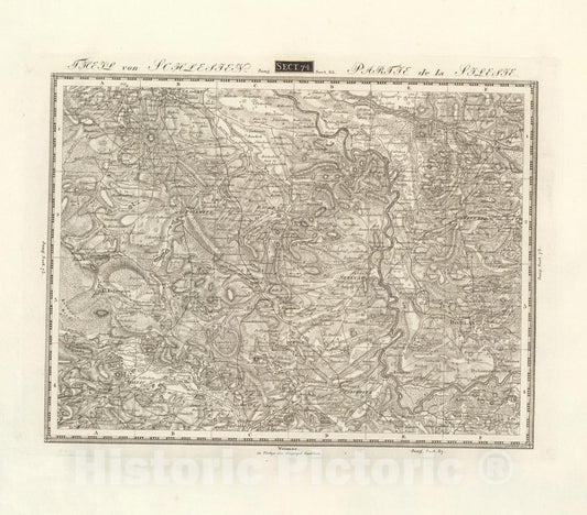Historic Map : Sect. 74. Theil von Schlesien. = Partie de la Silesie, 1813, Vintage Wall Decor