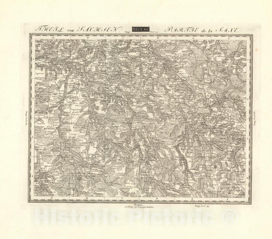 Historic Map : Sect. 84. Theil von Sachsen. = Partie de la Saxe, 1813, Vintage Wall Decor