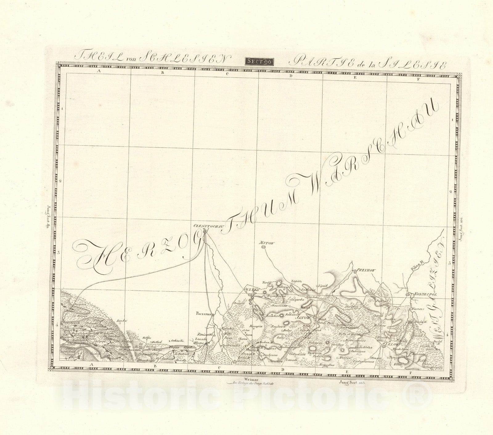 Historic Map : Sect. 90. Theil von Schlesien. = Partie de la Silesie, 1813, Vintage Wall Decor