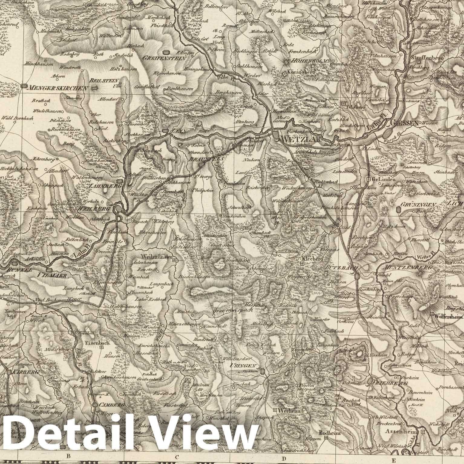 Historic Map : Sect. 92. Theil von Nassau und Hessen=Darmstadt. = Partie de Nassau et Hesse=Darmstadt, 1813, Vintage Wall Decor