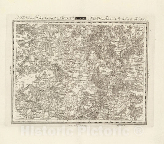 Historic Map : Sect. 93. Theil von Frankfurt und Hessen. = Partie de Frankfort et de Hesse, 1813, Vintage Wall Decor