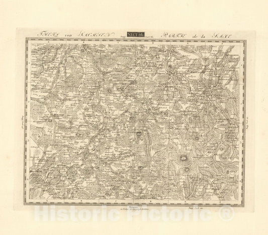 Historic Map : Sect. 96. Theil von Sachsen. = Partie de la Saxe, 1813, Vintage Wall Decor
