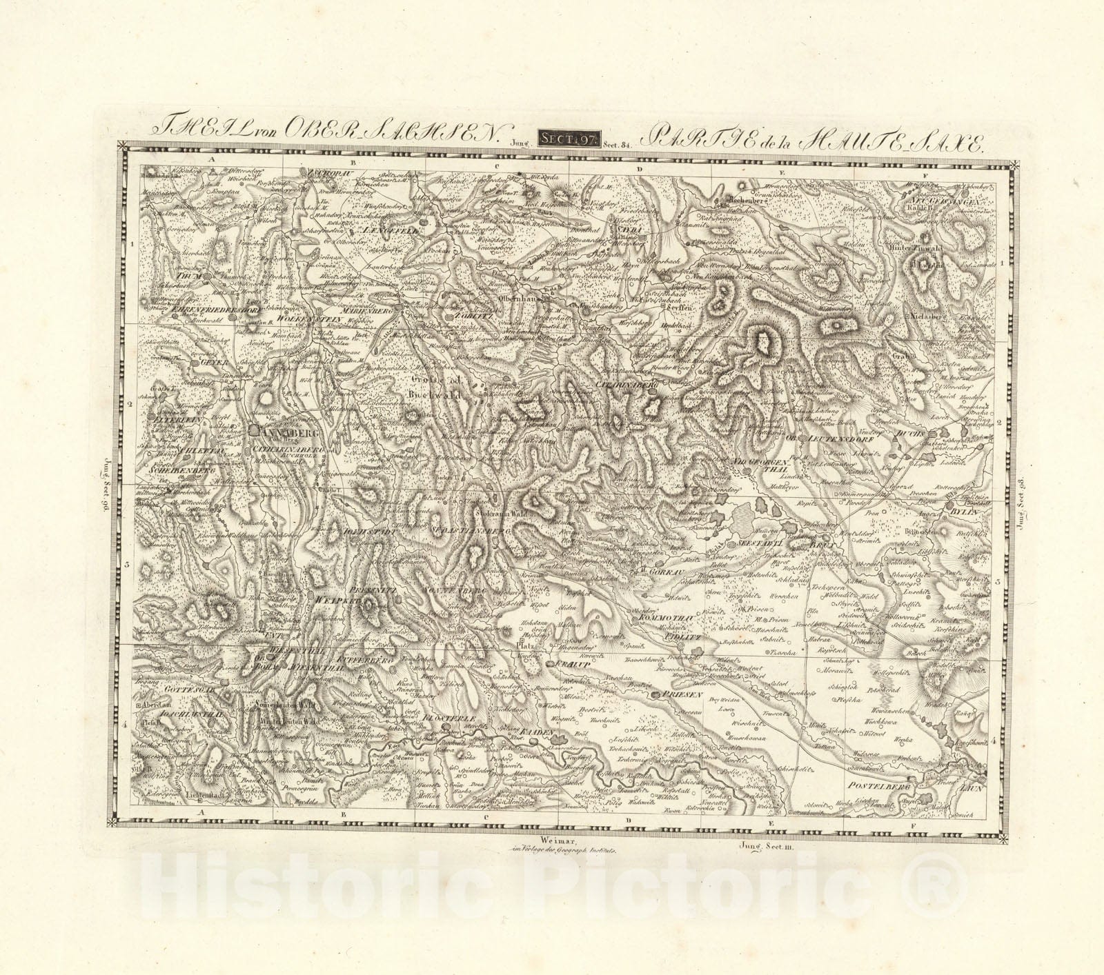 Historic Map : Sect. 97. Theil von Obersachsen. = Partie de la Haute-Saxe, 1813, Vintage Wall Decor