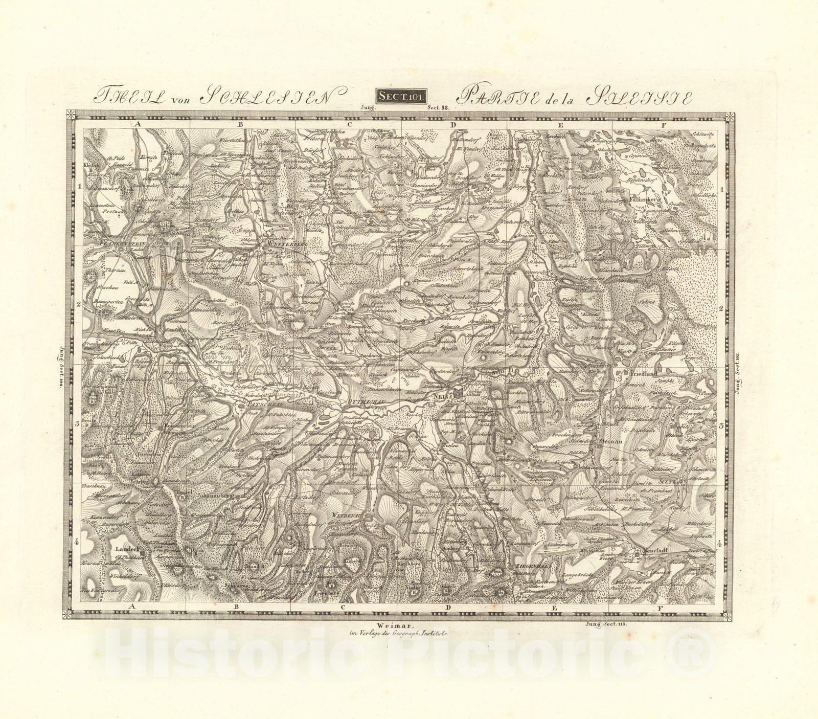 Historic Map : Sect. 101. Theil von Schlesien. = Partie de la Silesie, 1813, Vintage Wall Decor